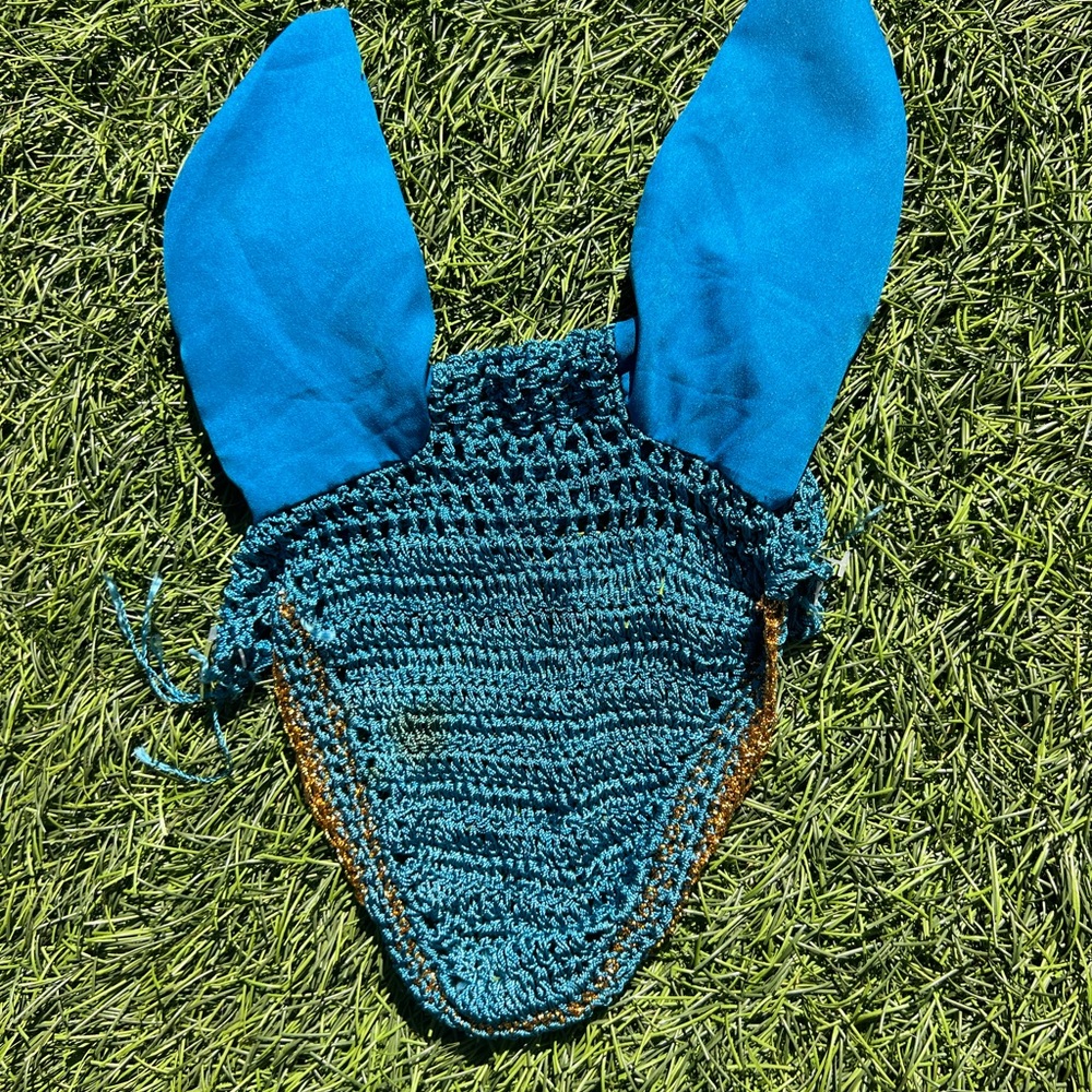 Teal and Gold Ear Bonnet